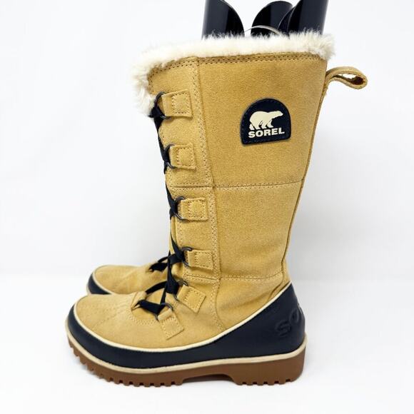 Sorel Tan Suede Tivoli High II Lace Up Boots Sz 6 Microfleece Lining Waterproof - Picture 3 of 10